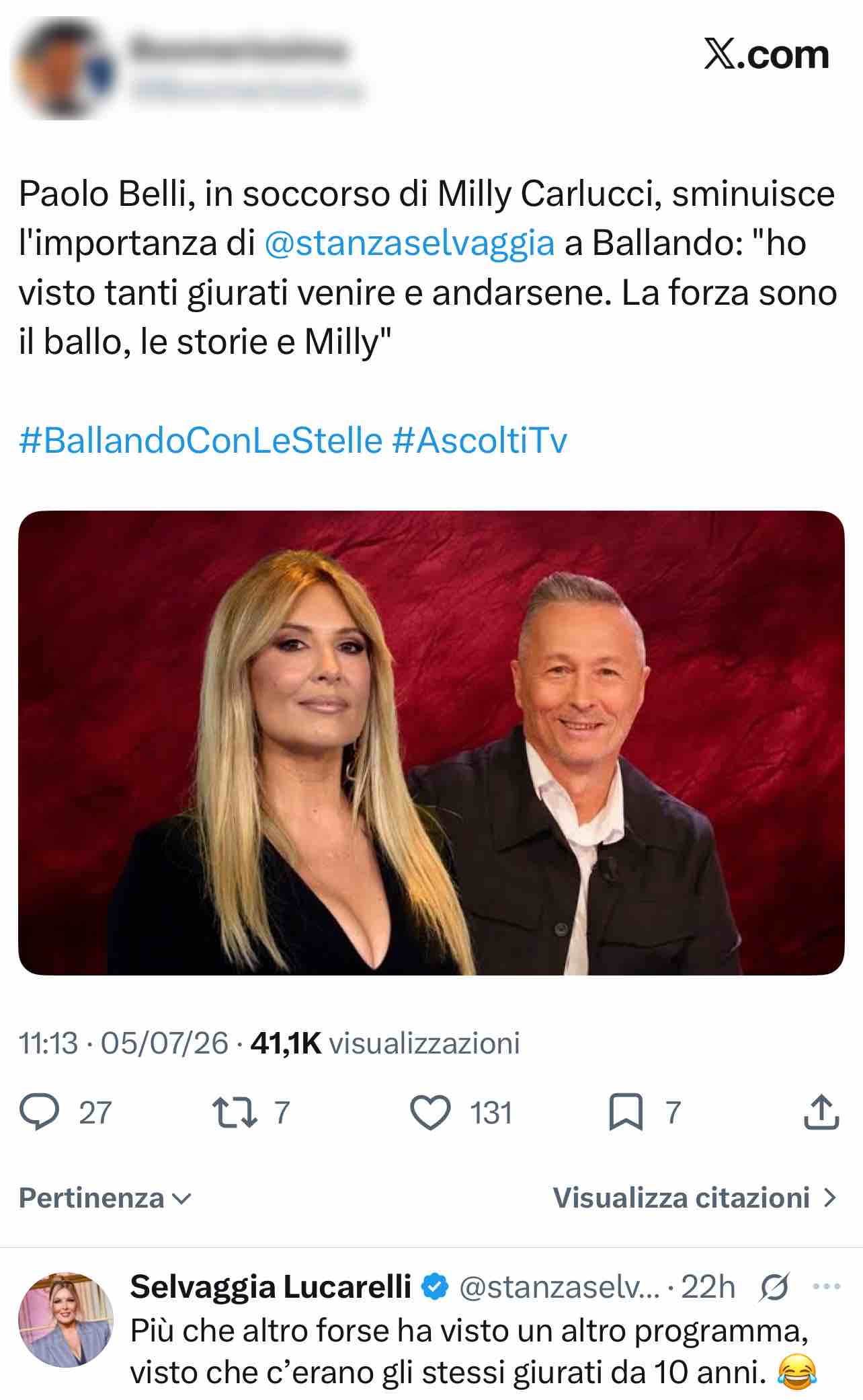 foto lucarelli replica a paolo belli