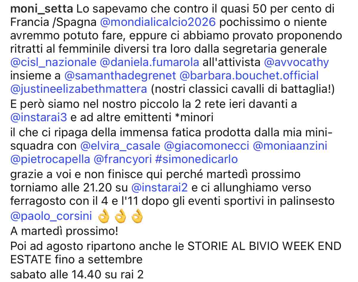 foto monica setta post ascolti 14luglio
