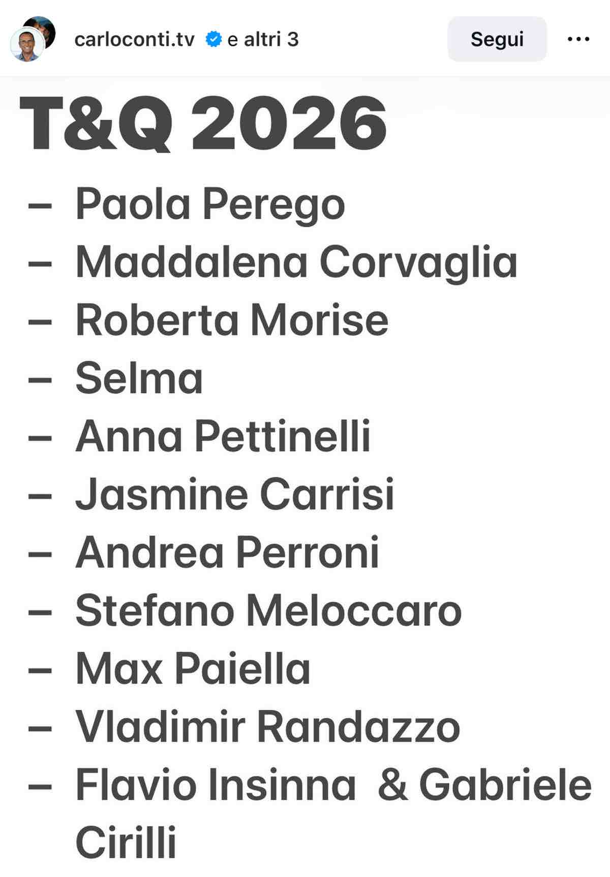 foto tale e quale 2026 cast 