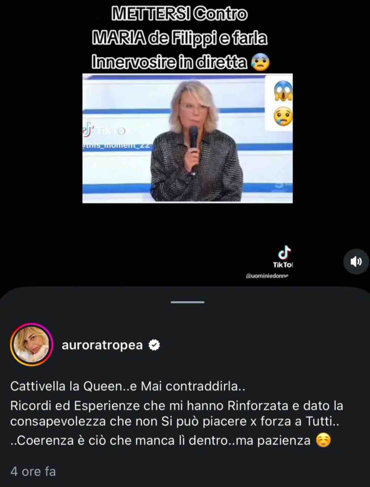 foto aurora tropea contro maria de filippi