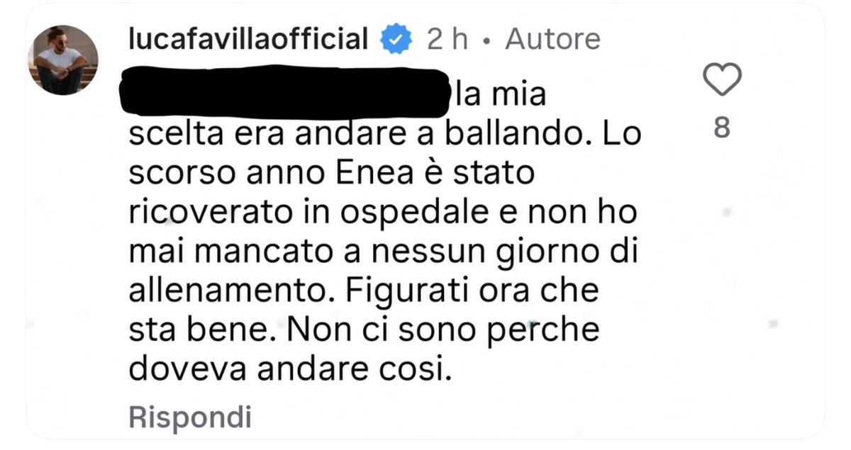 foto luca favilla non sara a ballando2026