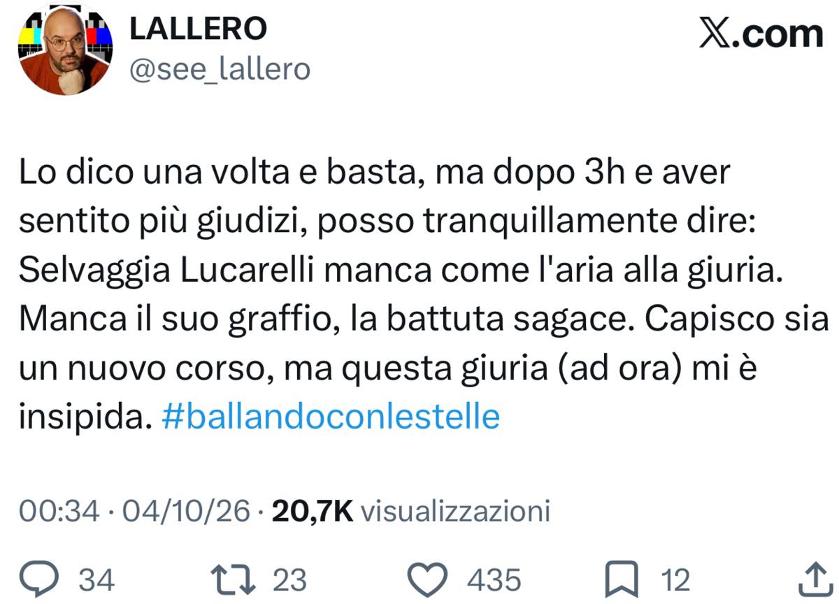 foto lucarelli manca a ballando